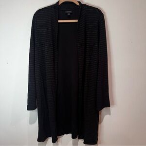 J. Jill Black Wearever Cardigan Silver Pinstripes Detail